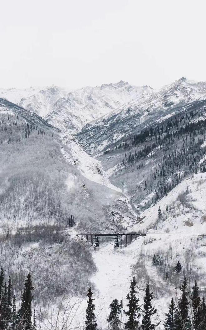 冬天的山脈，白雪覆蓋的靜謐之美